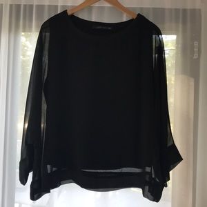 Zara black short sleeve top with attached lining